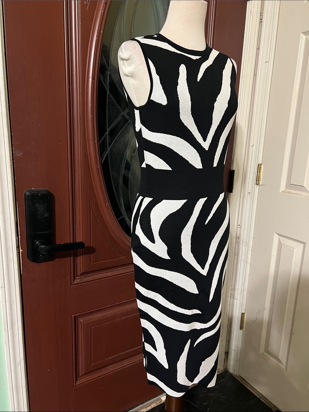New York & Company Black and White Zebra Print Sheath Dress - Picture 2 of 6
